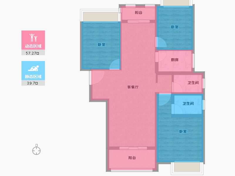 湖北省-孝感市-汉正星河-86.37-户型库-动静分区