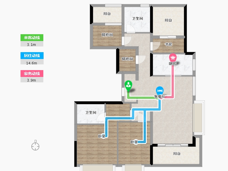 浙江省-杭州市-德信钱塘云庄-111.74-户型库-动静线