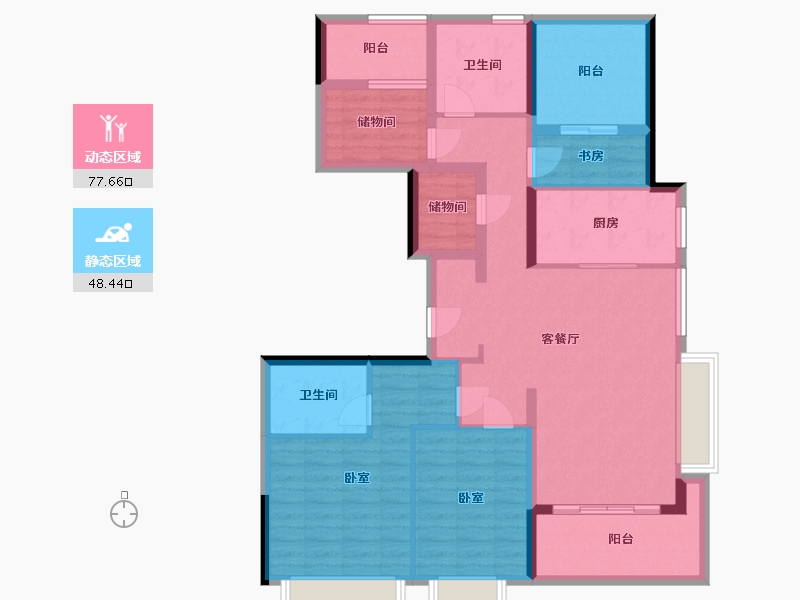 浙江省-杭州市-德信钱塘云庄-111.74-户型库-动静分区