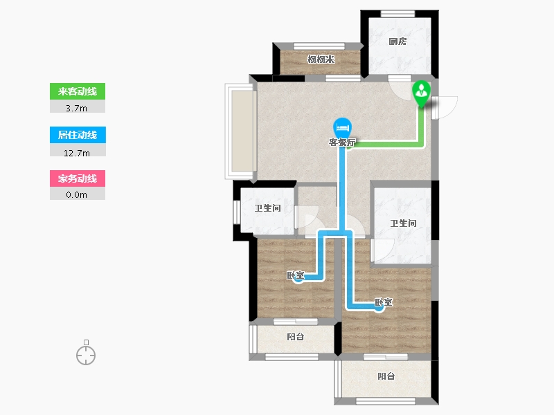 浙江省-杭州市-天都城滨沁公寓-64.42-户型库-动静线