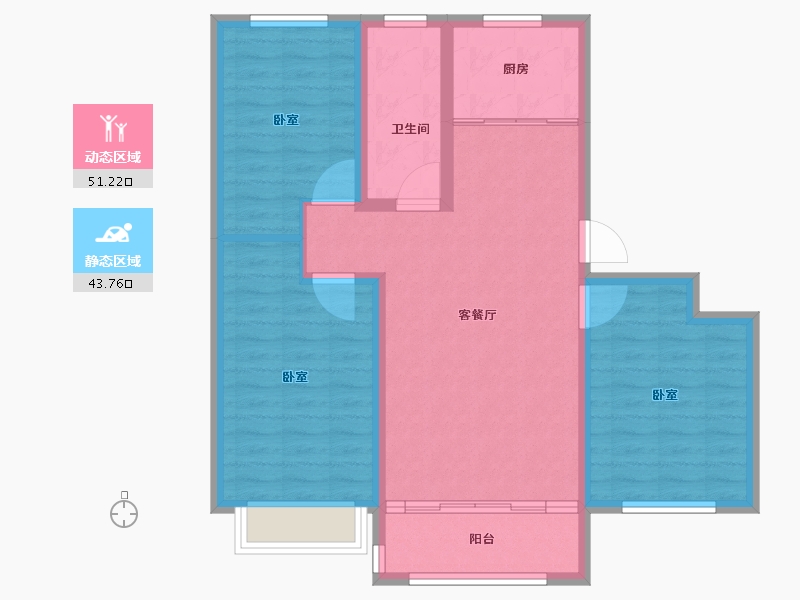 山东省-德州市-文鼎香邑水岸-85.23-户型库-动静分区