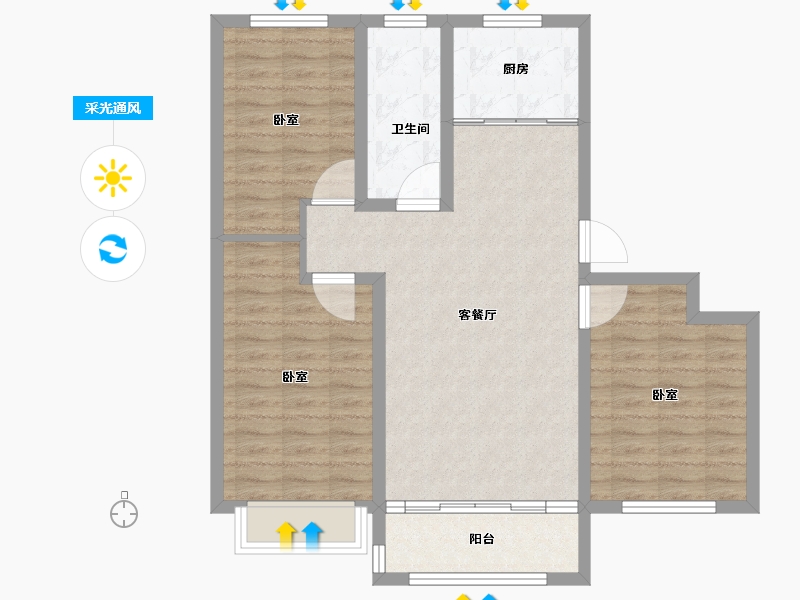 山东省-德州市-文鼎香邑水岸-85.23-户型库-采光通风