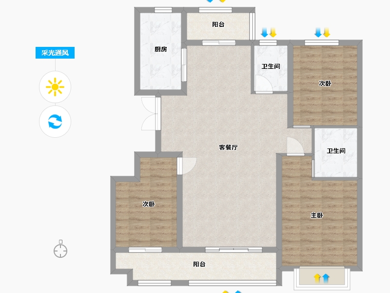 山东省-潍坊市-恒信凤栖桃源-104.96-户型库-采光通风