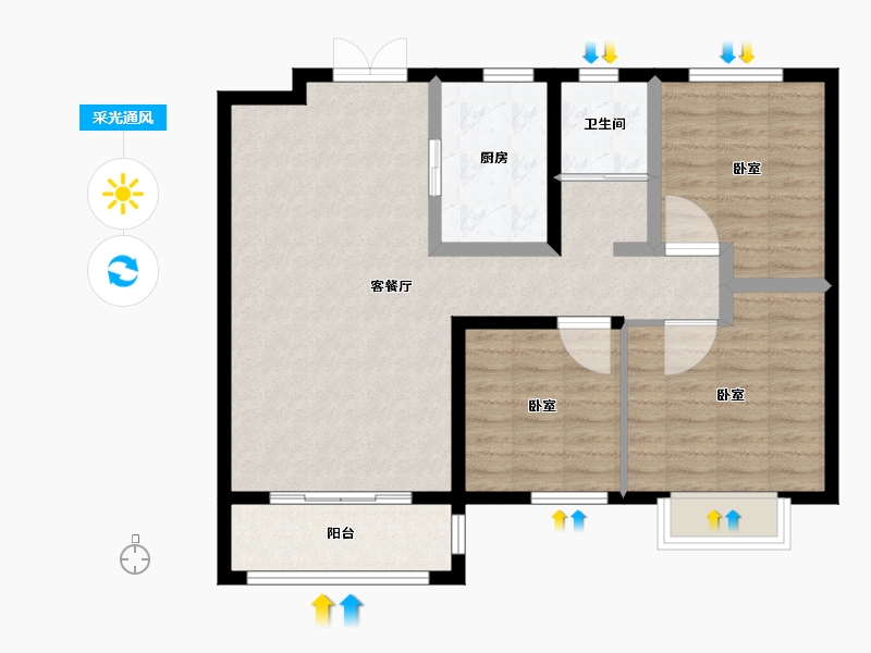 山东省-德州市-盛信·东城茗筑-86.00-户型库-采光通风