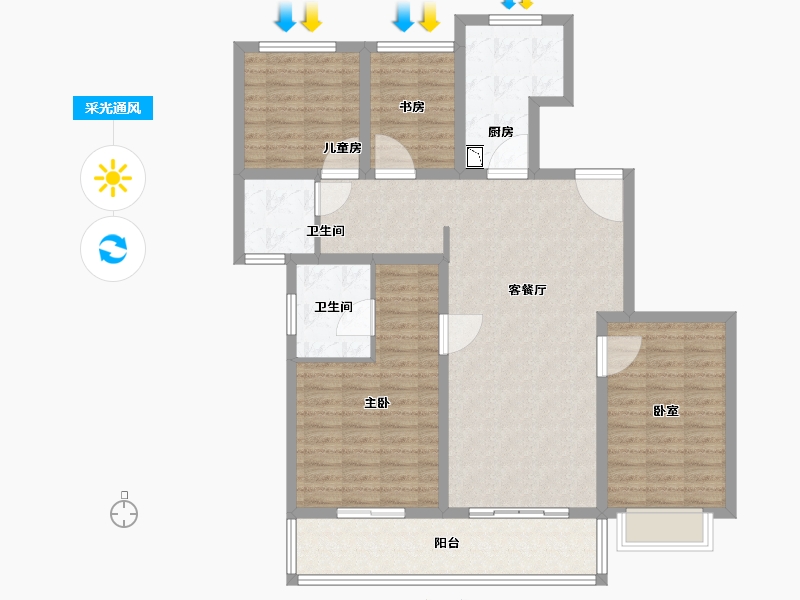 江苏省-宿迁市-朗诗玲珑郡-115.00-户型库-采光通风