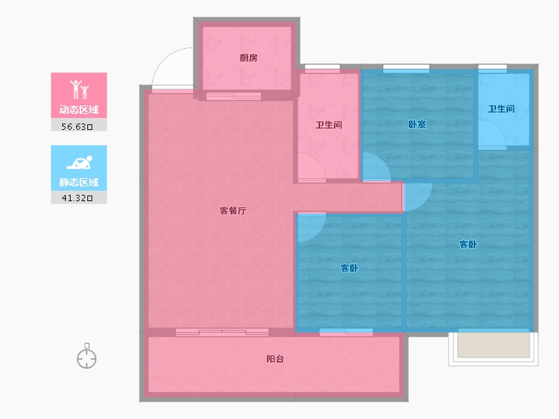 湖北省-孝感市-东方·状元成-88.82-户型库-动静分区