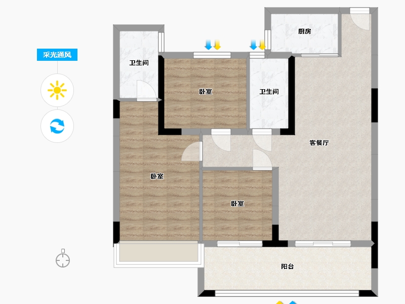 湖北省-宜昌市-公园大观-91.78-户型库-采光通风