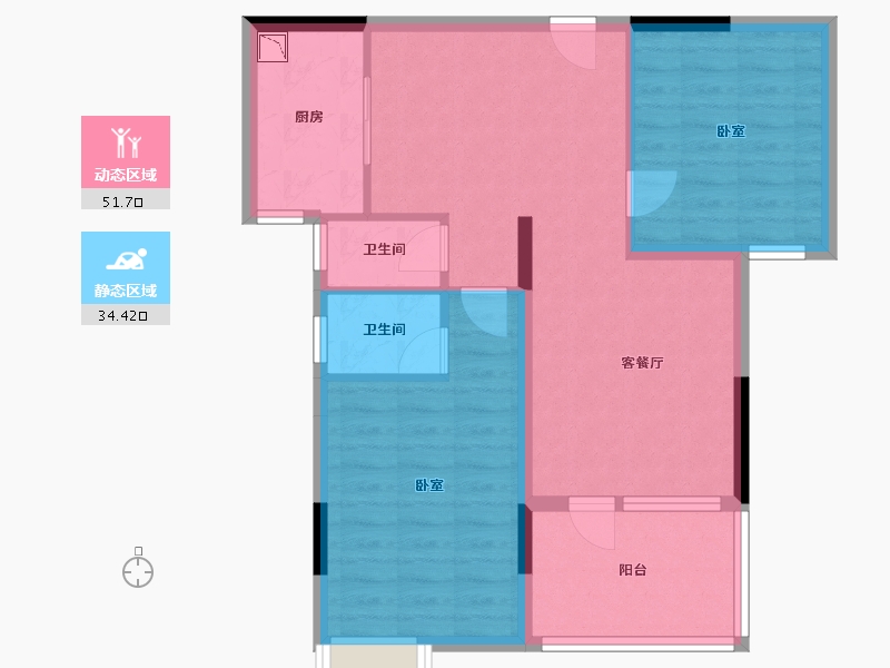 湖北省-黄冈市-荣信清江府-76.96-户型库-动静分区