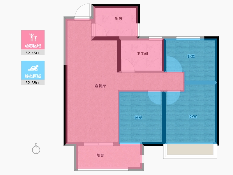 湖北省-孝感市-力标·澴河壹号院-76.00-户型库-动静分区