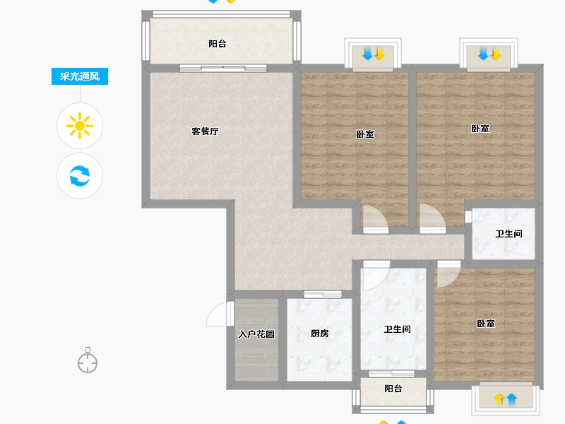 湖北省-黄冈市-金泰时代-110.34-户型库-采光通风