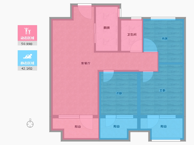 山东省-青岛市-青岛海洋活力区|融创中心·融耀-82.48-户型库-动静分区