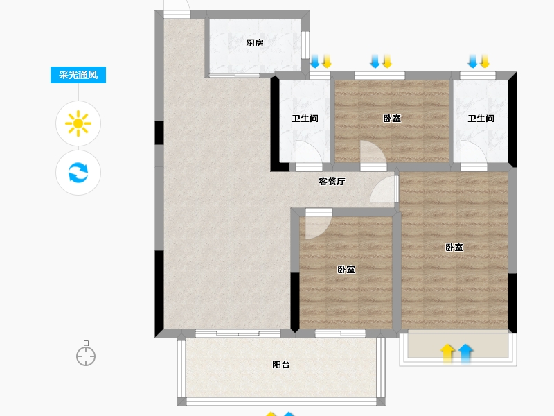 湖北省-宜昌市-公园大观-88.15-户型库-采光通风