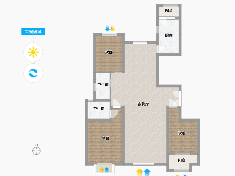 山东省-潍坊市-城投奥文公馆-103.41-户型库-采光通风