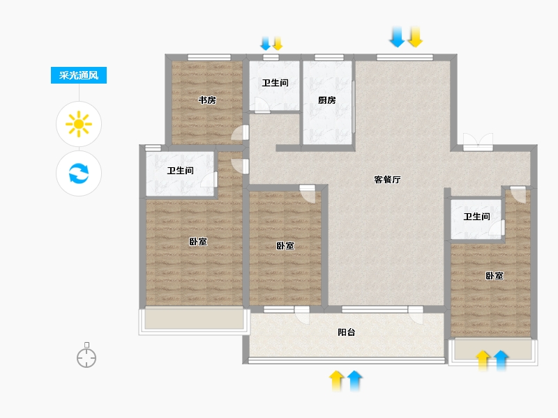 山东省-济宁市-九巨龙·龙城华府-128.00-户型库-采光通风