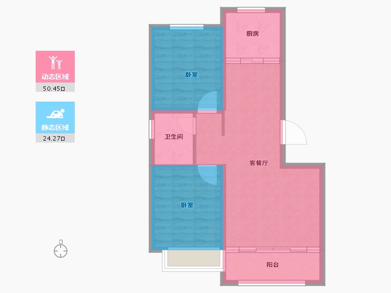 山东省-德州市-文鼎香邑水岸-66.79-户型库-动静分区