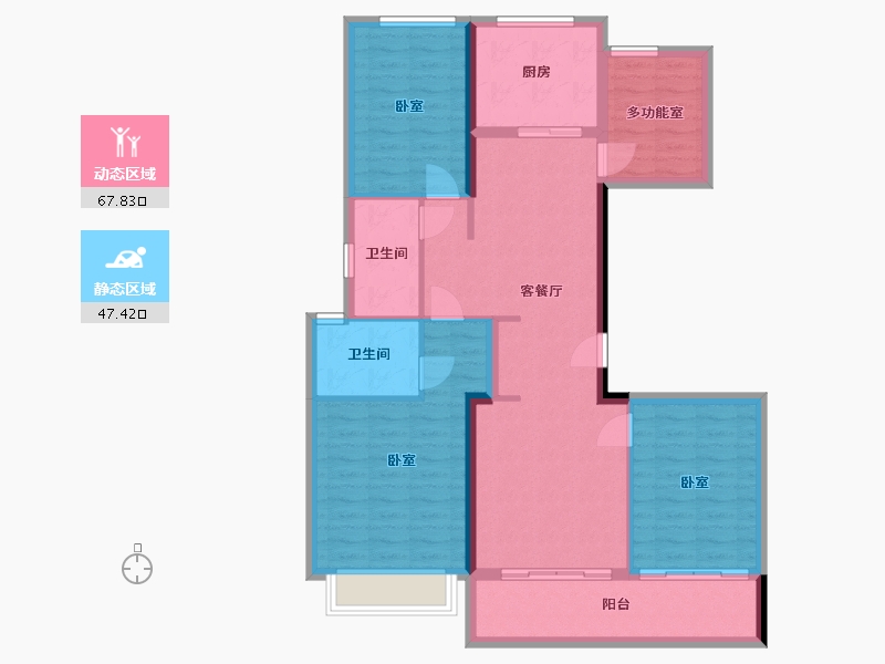 浙江省-杭州市-德信钱塘云庄-103.53-户型库-动静分区