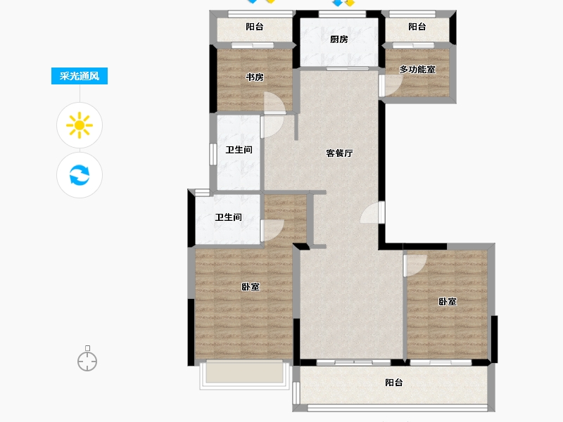 浙江省-杭州市-德信钱塘云庄-103.81-户型库-采光通风