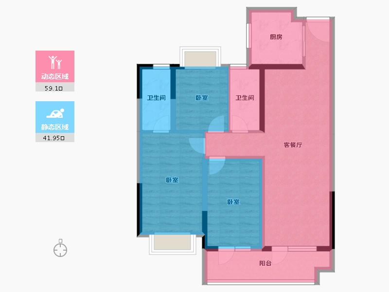 湖北省-襄阳市-雅居乐玺悦-89.59-户型库-动静分区