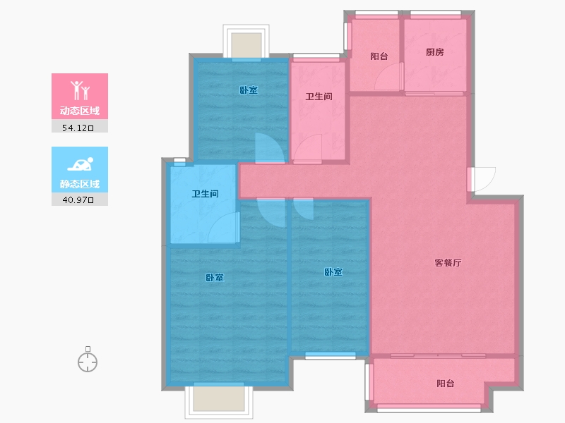 湖北省-黄冈市-三清国际华城-86.62-户型库-动静分区