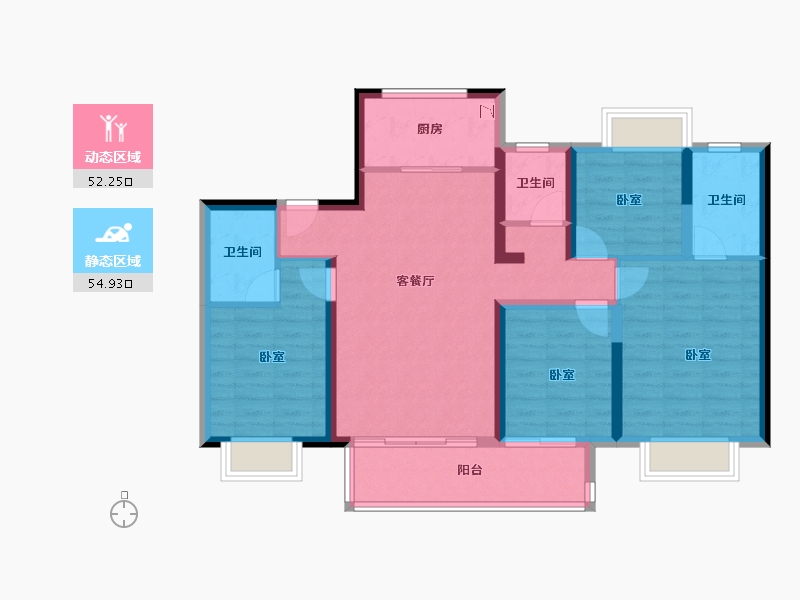 湖北省-襄阳市-蓝光铭江半岛-95.27-户型库-动静分区