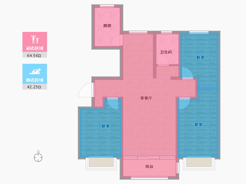 山东省-德州市-文鼎香邑水岸-94.62-户型库-动静分区