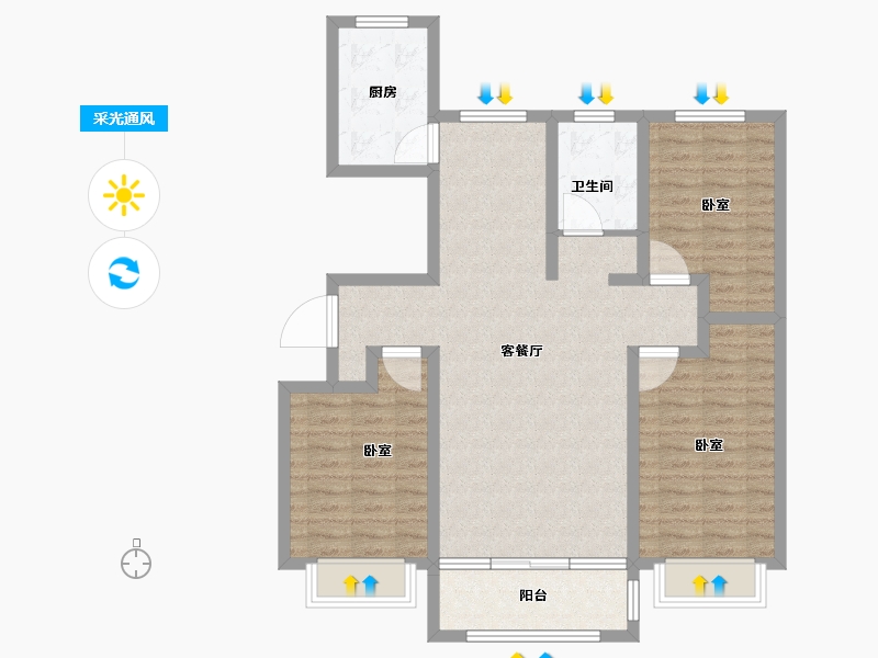 山东省-德州市-文鼎香邑水岸-94.62-户型库-采光通风