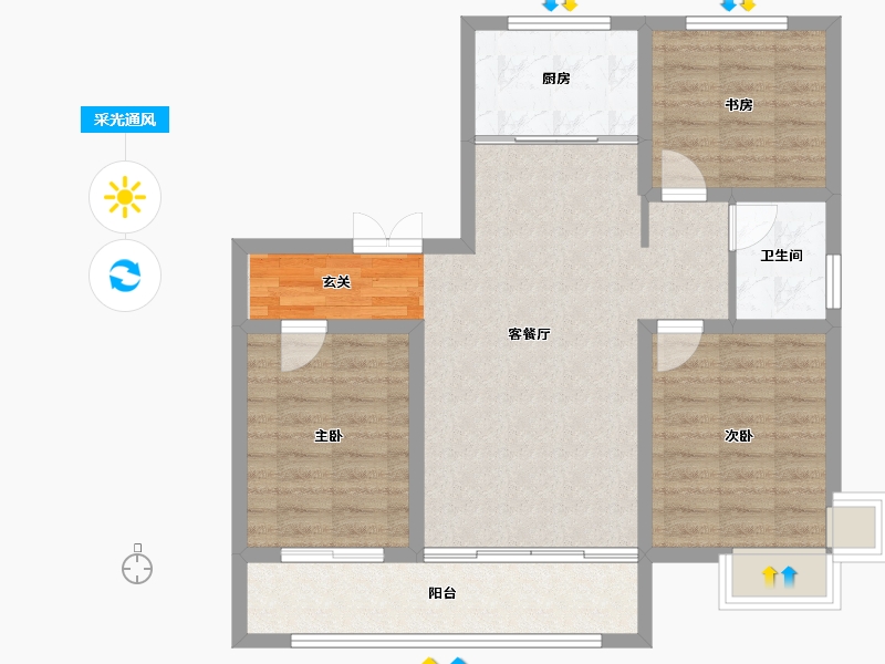 山东省-淄博市-天煜风华-82.27-户型库-采光通风