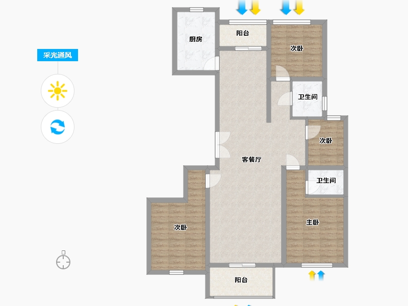 山东省-临沂市-万图·水岸经典-113.34-户型库-采光通风