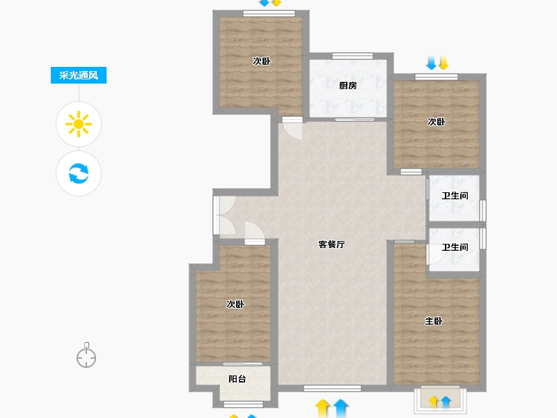 山东省-潍坊市-城投奥文公馆-115.74-户型库-采光通风