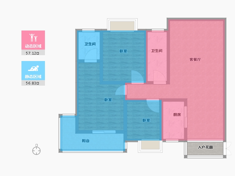 湖北省-黄冈市-金泰时代-104.27-户型库-动静分区