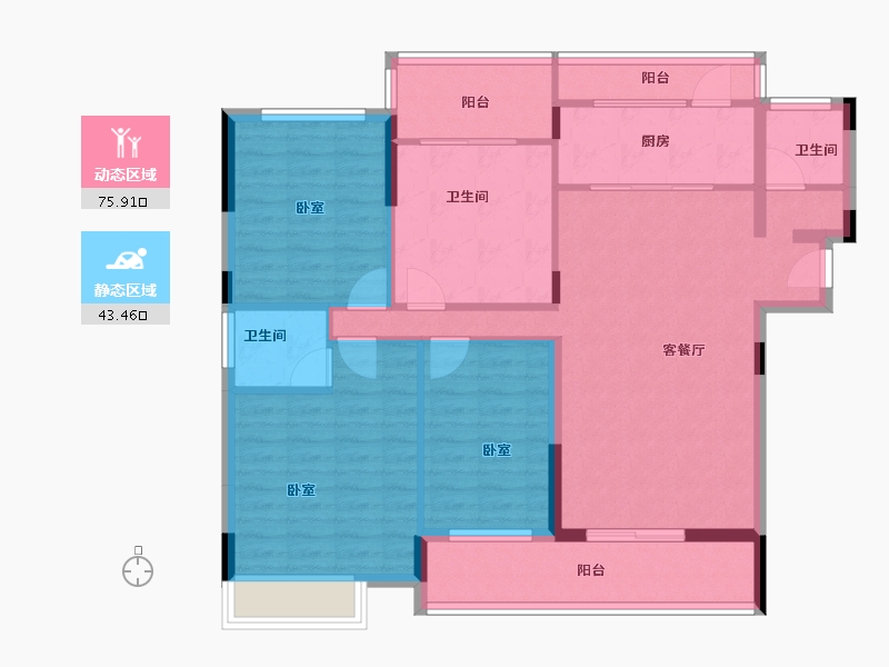 湖北省-襄阳市-房投翰林府-107.21-户型库-动静分区