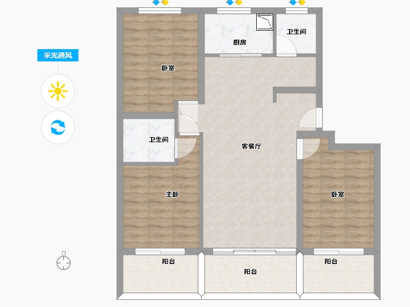 山东省-济南市-瑞诚翡翠郡-88.69-户型库-采光通风