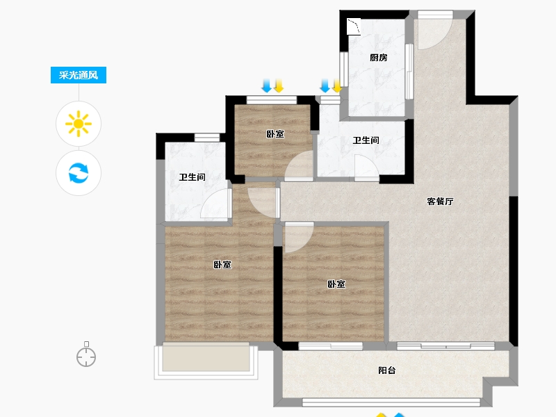 浙江省-绍兴市-新昌碧桂园珺悦-78.00-户型库-采光通风