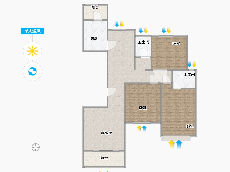 河南省-信阳市-日出东方·卓悦-113.38-户型库-采光通风