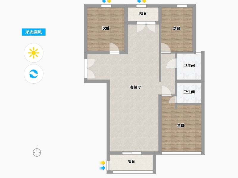 山东省-临沂市-万图·水岸经典-91.09-户型库-采光通风