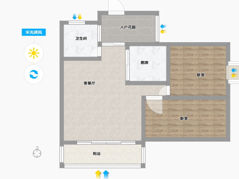 湖北省-黄冈市-金泰时代-73.97-户型库-采光通风