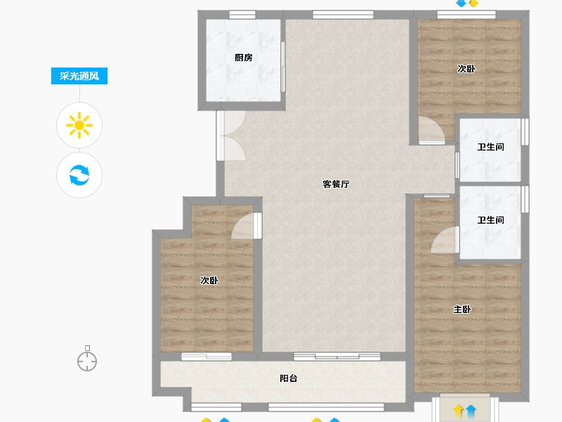 山东省-潍坊市-恒信凤栖桃源-104.24-户型库-采光通风