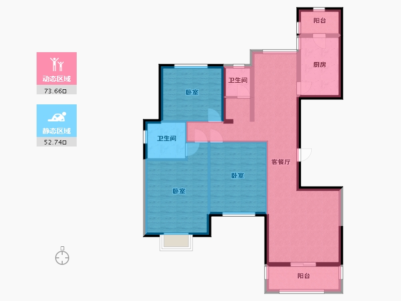 河南省-信阳市-日出东方·卓悦-113.42-户型库-动静分区