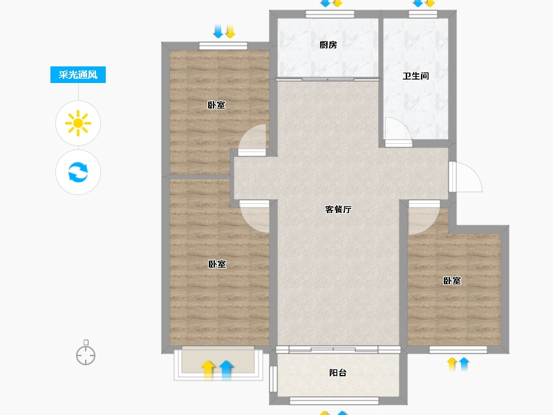 山东省-德州市-文鼎香邑水岸-93.64-户型库-采光通风