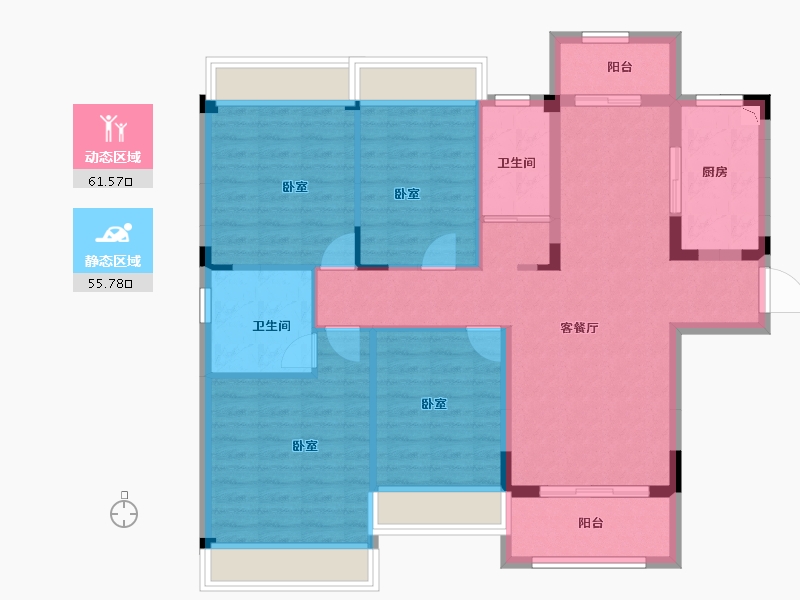 湖北省-襄阳市-碧桂园・嘉悦城-105.00-户型库-动静分区