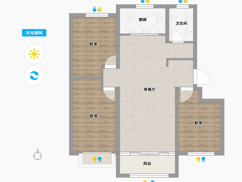 山东省-德州市-文鼎香邑水岸-85.77-户型库-采光通风