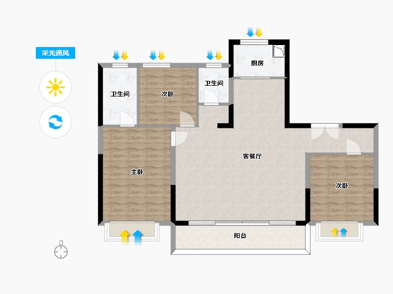 山东省-济南市-鑫都紫宸府-110.52-户型库-采光通风