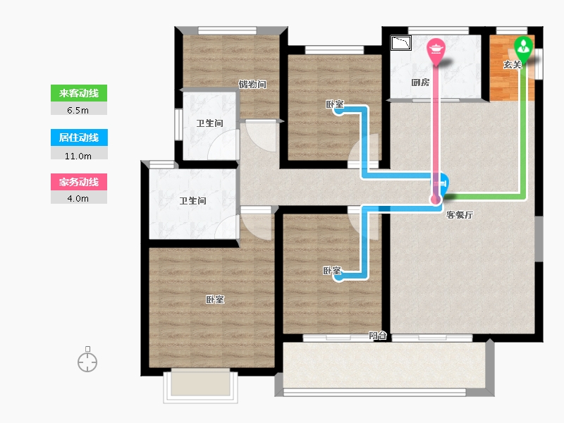 江苏省-宿迁市-碧桂园·中南珑悦-107.01-户型库-动静线