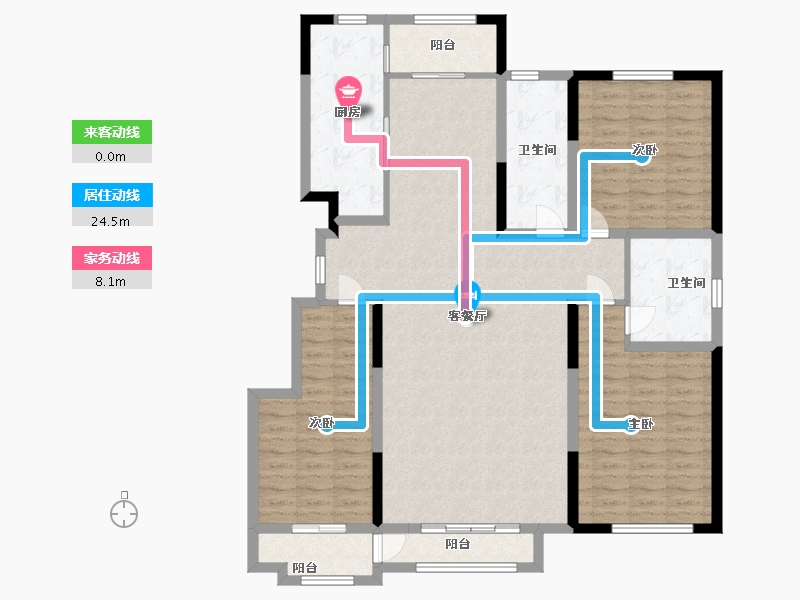 山东省-潍坊市-中冶潍坊公馆-130.40-户型库-动静线