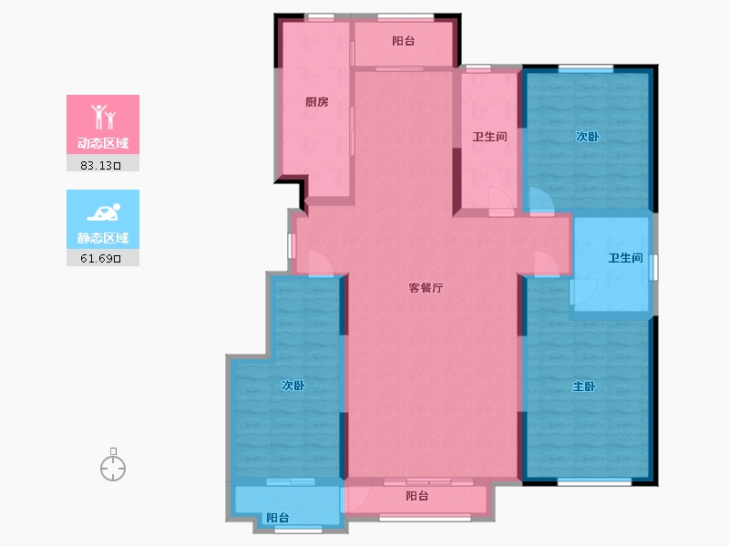 山东省-潍坊市-中冶潍坊公馆-130.40-户型库-动静分区