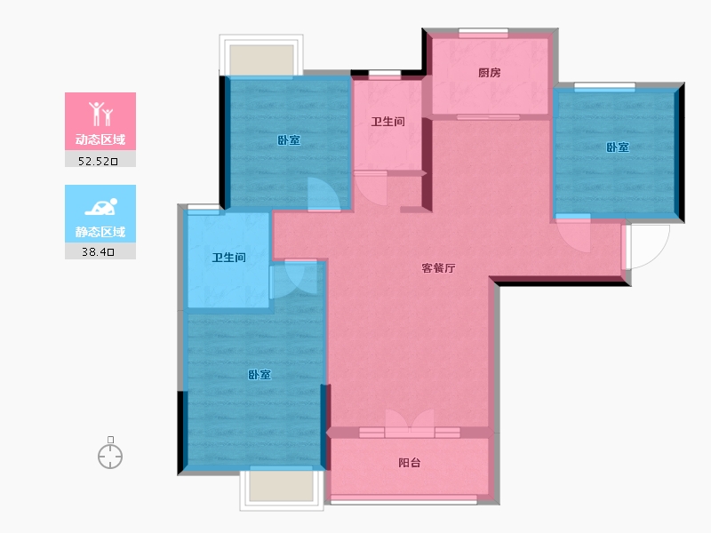 湖北省-武汉市-德雅国际城-81.54-户型库-动静分区