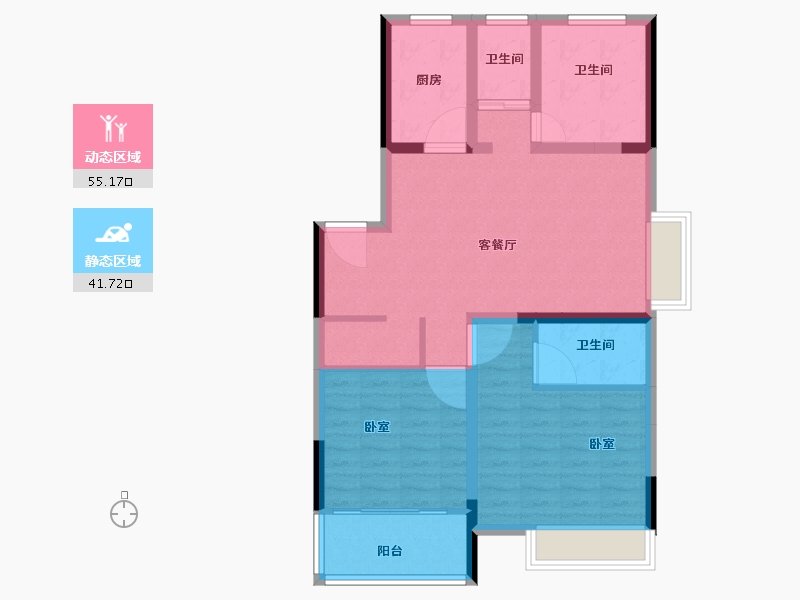 湖北省-襄阳市-盛世兴隆-86.66-户型库-动静分区