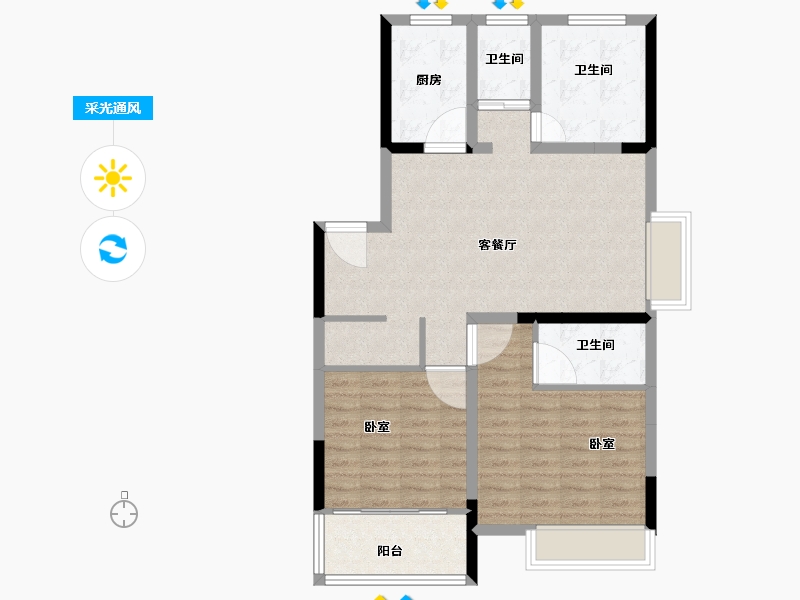 湖北省-襄阳市-盛世兴隆-86.66-户型库-采光通风