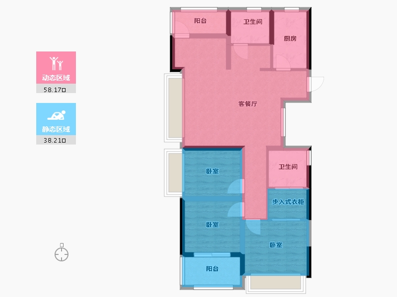 浙江省-杭州市-天都城滨沁公寓-85.11-户型库-动静分区