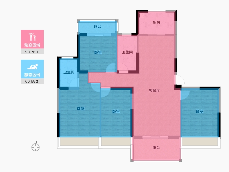 湖北省-襄阳市-奥园龙庭华府-107.28-户型库-动静分区